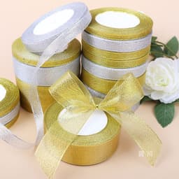 Ruy băng nhũ kim tuyến vàng bạc bản 22m 9