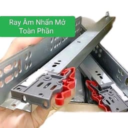Ray Âm Nhấn Mở Cao Cấp. Kích thước từ 250-450mm Chất Liệu Thép Chống Gỉ Dày Dặn Chịu Tải 50kg. Dùng Cho Ngăn Kéo Tủ 1