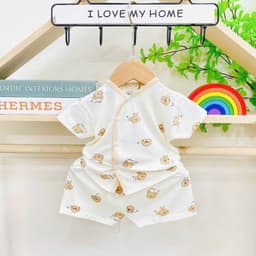 Bộ sơ sinh cộc tay Hàn Quốc Chất Liệu Thun Lạnh Cao Cấp Mềm Mát Thấm Hút Tốt Cho Bé Kích Thước 8