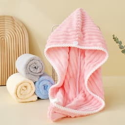 Khăn quấn ủ tóc nhung vân sóng thấm hút nước nhanh khô sau khi gội đầu 7