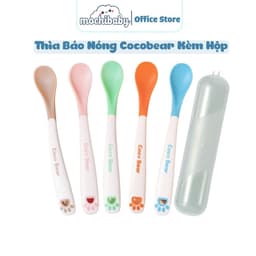 Thìa Ăn Dặm Cảm Biến Nhiệt Cocobear Kèm Hộp,Muỗng Ăn Dặm Mềm Có Báo Nóng An Toàn Cho Bé 1