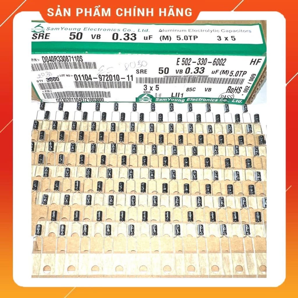 [ 30 con ] TỤ HOÁ 50V 0.33UF 50V , 50V0.33UF , 0.33UF50V ( size 3x5mm )  HÃNG SAMYOUNG