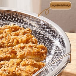Khay lọc dầu SDFG, Chảo nhỏ giọt Tempura chống rỉ tròn, Tiện ích nhà bếp Lưới thép không gỉ có tay cầm Giỏ đựng nồi chiên không khí Trái cây 3