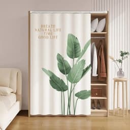 Rèm che đồ lặt vặt tủ quần áo đơn giản, rèm trượt đường ray tự dính, rèm cửa không đục lỗ, che giấu độ xấu, chống bụi, chống dầu, dễ tháo rời và giặt 9
