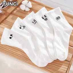 Tất, Vớ Trắng Cổ Trung Họa Tiết Biểu Cảm Hoạt Hình Dễ Thương Dành Cho Nữ tt39 LILIRIA 2