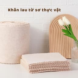 Set 10 Khăn Lau Xơ Mướp Sợi Tự Nhiên Thấm Hút Tốt, Khăn Lau Chén Dĩa Chống Dầu Mỡ, Tái Sử Dụng 2