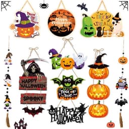 Halloween Cửa Treo Trang Trí Bí Ngô Ma Bát Lừa Hoặc Điều Trị Mặt Dây Biểu Ngữ Trang Trí Tiệc Cho Cửa Sổ Gia Đình Đồ Chơi Trẻ Em Đồ Trang Trí 1