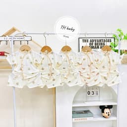 Bộ sơ sinh cộc tay Hàn Quốc Chất Liệu Thun Lạnh Cao Cấp Mềm Mát Thấm Hút Tốt Cho Bé Kích Thước 2