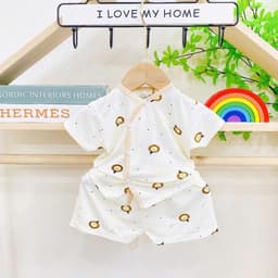 Bộ sơ sinh cộc tay Hàn Quốc Chất Liệu Thun Lạnh Cao Cấp Mềm Mát Thấm Hút Tốt Cho Bé Kích Thước 6