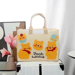 Túi du lịch hoạt hình nỉ Hoạ Tiết Hoạt Hình Gấu Poohh Túi đựng hành lý đi chơi dung  tích lớn mẫu mới free ship 6