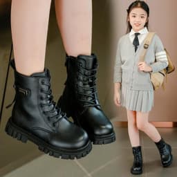 bot cao cổ dây đan chéo phong cách hiện đại cho bé gái [00166] 3
