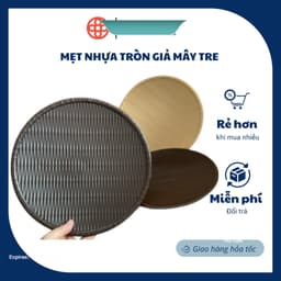 Mẹt nhựa tròn giả mây tre⚡️GIÁ SỐC⚡️Đĩa mẹt tròn đựng bún đậu,đồ ăn vặt Việt Nhật (21,23,26,32,35cm) 1