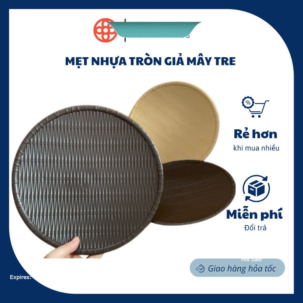 Mẹt nhựa tròn giả mây tre⚡️GIÁ SỐC⚡️Đĩa mẹt tròn đựng bún đậu,đồ ăn vặt Việt Nhật (21,23,26,32,35cm)