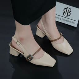 Giày Dép Sandal Nữ 𝙔𝙐𝙇𝙄𝙉𝘼 Mũi Vuông khóa chữ nhật gót 6P  J14 9