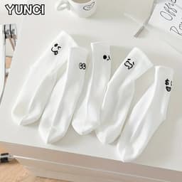 Tất, Vớ Trắng Cổ Trung Họa Tiết Biểu Cảm Hoạt Hình Dễ Thương Dành Cho Nữ tt39 LILIRIA 4