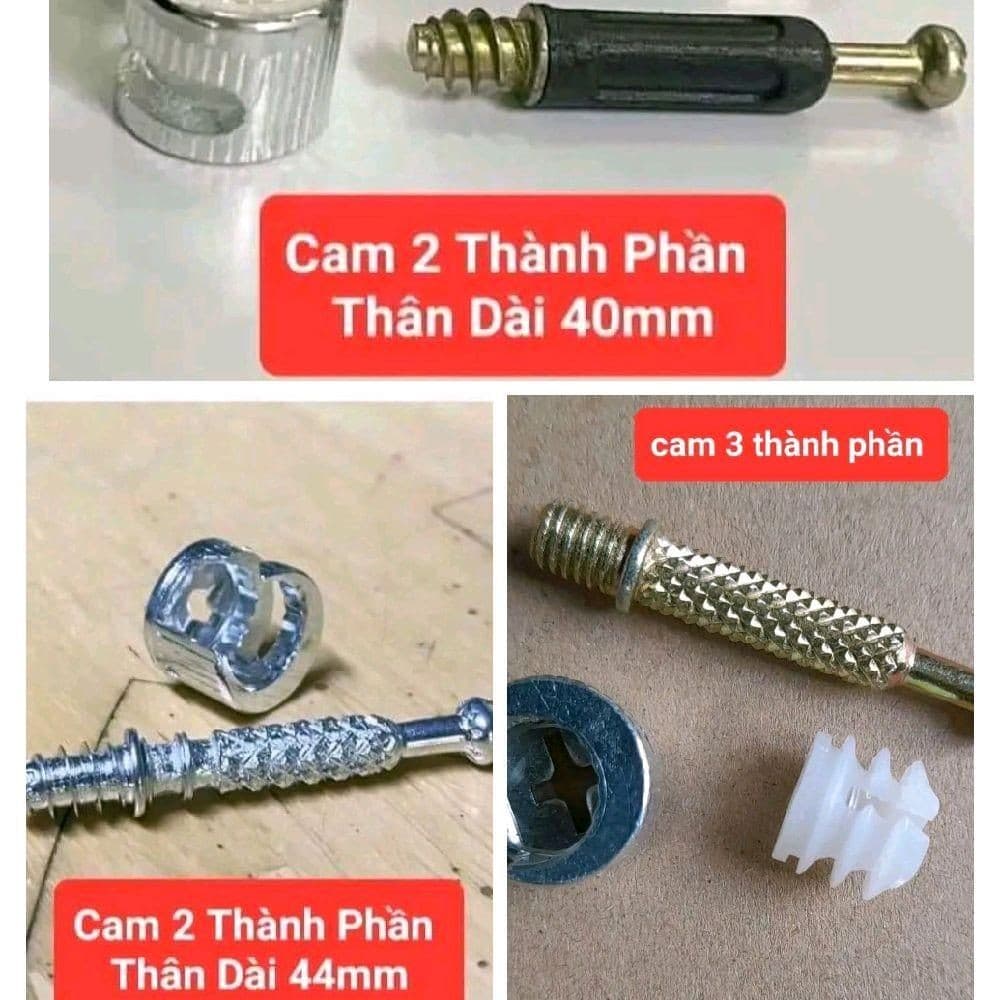 Cam Liên Kết 2 Thành Phần Và 3 Thành Phần. Ốc Cam Chất Liệu Inox Mạ Niken Sáng Bóng Và Rất Dày. Gói 500 Bộ.