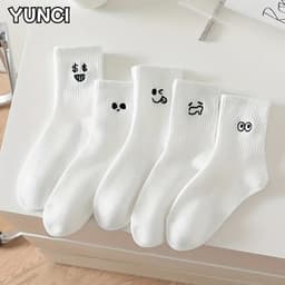 Tất, Vớ Trắng Cổ Trung Họa Tiết Biểu Cảm Hoạt Hình Dễ Thương Dành Cho Nữ tt39 LILIRIA 1