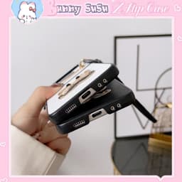 [CÓ SẴN] Ốp Samsung Z Flip 4 - Z Flip 3 - Z Flip3 - Flip4 5G phủ da charm râu dễ thương kèm dây đeo tay cá tính 6