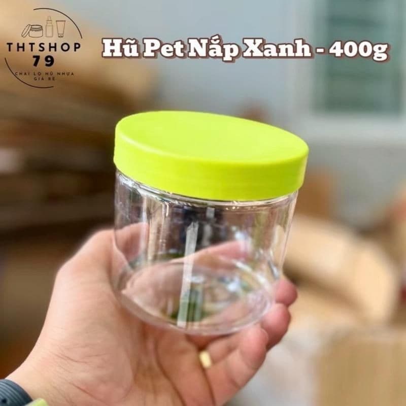 [Combo 50] Hủ PET 400g Nắp Nhựa Nhám - Màu Xanh - tặng nắp lót chống tràn - dùng để đựng mỹ phẩm
