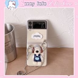 [CÓ SẴN] Ốp Samsung Z Flip 4 - Z Flip 3 - Z Flip3 - Flip4 5G hình cún Hello dễ thương kèm dây bi charm đeo chéo 4