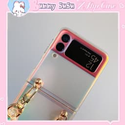 [CÓ SẴN] Ốp Samsung Z Flip 4 - Z Flip 3 - Z Flip3 - Flip4 5G hologram kèm dây đeo dài acrylic ánh cầu vồng dễ thương 4