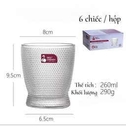 Cốc Thuỷ Tinh Cao Cấp Hàng Loại 1 Hoạ Tiết Sang Trọng Thể Tích 340ML và 260ML 3