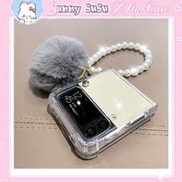 [CÓ SẴN] Ốp chống sốc Samsung Z Flip 3 - Z Flip4 - ZFlip3 - Flip4 5G dây ngọc sang trọng và pompom mềm mịn dễ thương 1