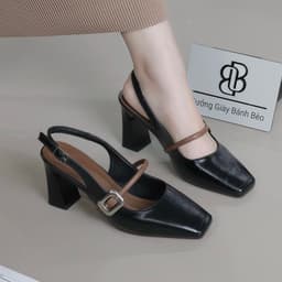 Giày Dép Sandal Nữ 𝙔𝙐𝙇𝙄𝙉𝘼 Mũi Vuông khóa chữ nhật gót 6P  J14 5