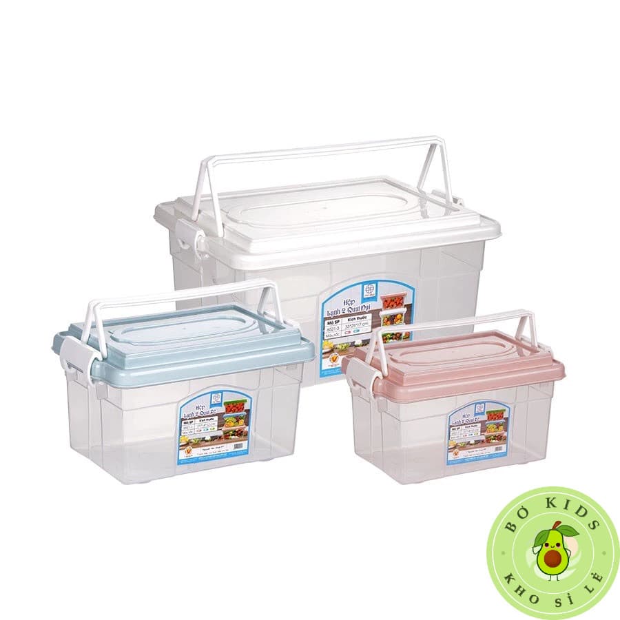 Hộp lạnh 2 quai Việt Nhật 3 size (6521), Hộp đựng thực phẩm, bảo quản thức ăn có quai xách tiện lợi