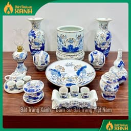 [Vẽ Vàng] Đồ thờ Bát Tràng họa tiết hoa sen phú quý vẽ vàng 24k - Đồ thờ cúng, Đồ thờ gia tiên. 1