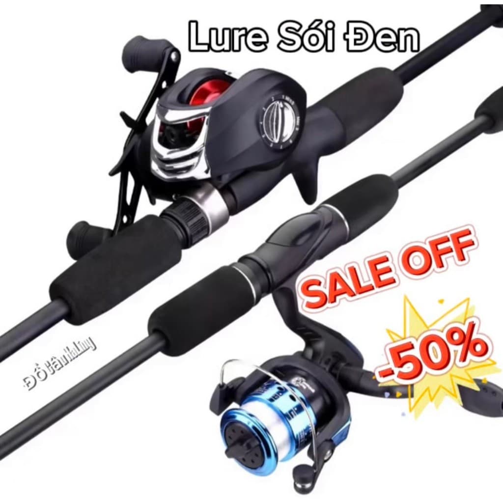 Cần Câu Lure SÓI ĐEN 1m65 1m8 2m1 – Cần Máy Ngang Máy Đứng, Cần Câu Cá Lure