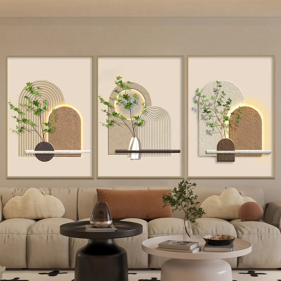 Bộ 3 Tranh Treo Tường Canvas Bắc Âu Hiện Đại, Trang Trí Phòng Khách, Phòng Ngủ, Phòng Bếp, Khách Sạn