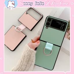 [CÓ SẴN] Ốp Samsung Z Flip 3 - ZFlip 3 - ZFlip3 5G màu pastel dễ thương có móc đeo giữa 4