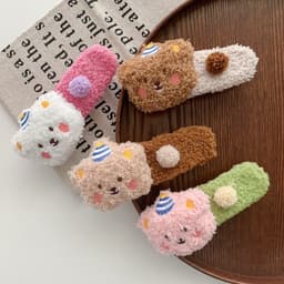 Kẹp tóc mỏ vịt gấu bông dễ thương cho nữ, loại lớn, kẹp sau đầu, kẹp lông mềm, phụ kiện tóc xinh T370 4