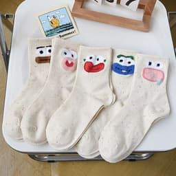 Set 10 Đôi Tất Cổ Ngắn Biểu Cảm Hài Hước Mặt Xấu Ngộ Nghĩnh Dễ Thương 1