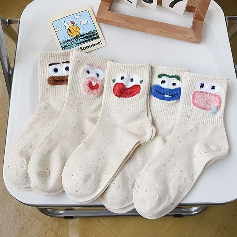 Set 10 Đôi Tất Cổ Ngắn Biểu Cảm Hài Hước Mặt Xấu Ngộ Nghĩnh Dễ Thương