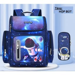 [TẶNG HỘP BÚT] Balo chống gù, cặp chống nước, ba lô học sinh cấp 1 cấp 2 hình phi hành gia ngân hà 4