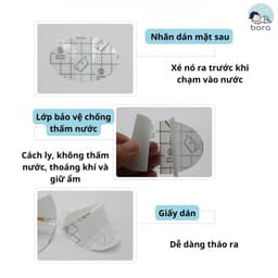 Miếng dán bịt tai chống nước cho bé đi tắm/đi bơi dùng 1 lần có màng PU siêu mỏng, có bông thấm nước [Set 20c có bông] 3