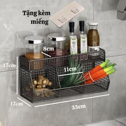 Kệ Inox 3 Ngăn 2 Tầng Lưới Treo Tường Nhà Bếp Và Nhà Tắm, Giỏ Đựng Đồ Lưới Tiết Kiệm Không Gian 9
