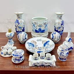 [Vẽ Vàng] Đồ thờ Bát Tràng họa tiết hoa sen phú quý vẽ vàng 24k - Đồ thờ cúng, Đồ thờ gia tiên. 2
