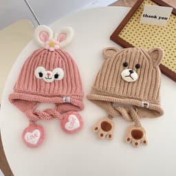 Mũ len lót lông nhiều hình đáng yêu cho bé 5 - 12 tuổi phong cách Hàn Quốc M317 3