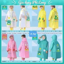 Áo  mưa học sinh đi học hoạ tiết chú ếch dễ thương ( Trùm Được Cả Cặp Sách) Cho Bé Gái, Bé Trai - áo mưa trẻ em Kute🍀🍀 1