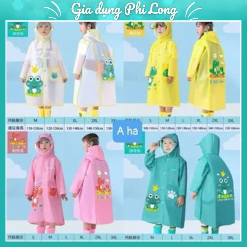 Áo  mưa học sinh đi học hoạ tiết chú ếch dễ thương ( Trùm Được Cả Cặp Sách) Cho Bé Gái, Bé Trai - áo mưa trẻ em Kute🍀🍀
