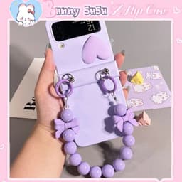[CÓ SẴN] Nhiều màu - Ốp Z FLIP 8 - Z Flip4 - Z Flip6 - Flip5 5G màu pastel charm tim kèm dây nơ và thanh bảo vệ bản lề 1