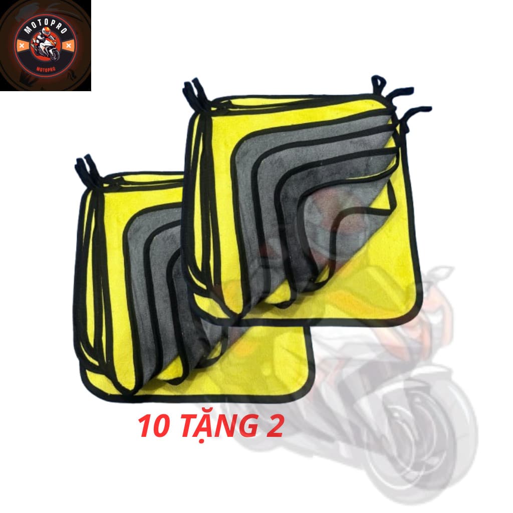 [Mua 10 tặng 2] Combo 10 khăn lau đa năng vàng xám 30x30 dùng lau xe, lau bếp, cửa kính, lau dọn nhà cửa