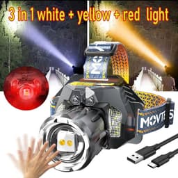 (M179)-Siêu Phẩm Đèn Đội Đầu T928 LED Mạnh Đèn 3 Chế Độ Xanh Vàng Trắng-Tầm Xa Đèn Pin Siêu Sáng-Dung Lượng 3600mAh----- 4