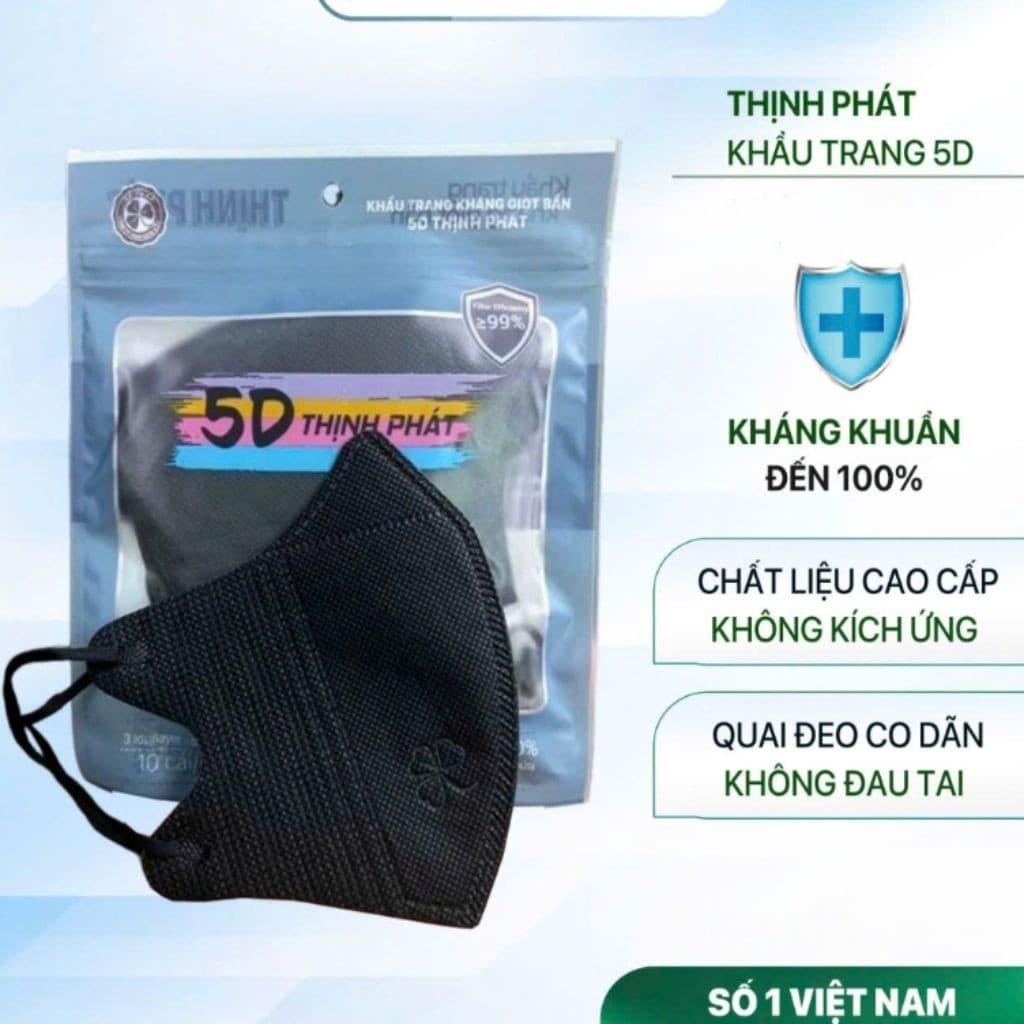 Khẩu trang 5D kháng khuẩn thùng 100 chiếc dùng 1 lần thịnh phát