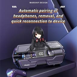 Tai Nghe Bluetooth Tokisaki Kurumi Anime Date A Live Không Dây Bluetooth 5.3 Tai Nghe Gaming LED Type-C 9