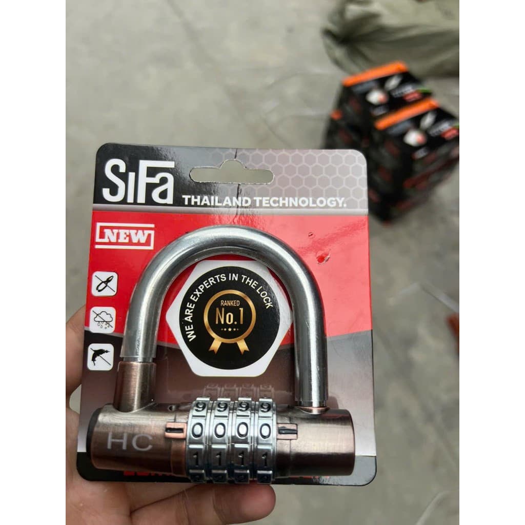 Khóa chữ U SiFa, khóa mã 4 số, chất liệu inox chống gỉ cao cấp, bền bỉ, sản phẩm chính hãng chất lượng.