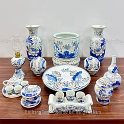 [Vẽ Vàng] Đồ thờ Bát Tràng họa tiết hoa sen phú quý vẽ vàng 24k - Đồ thờ cúng, Đồ thờ gia tiên. 3